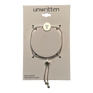 Unwritten Coin Initial "T" Silver Plated Bolo Slider Bracelet New